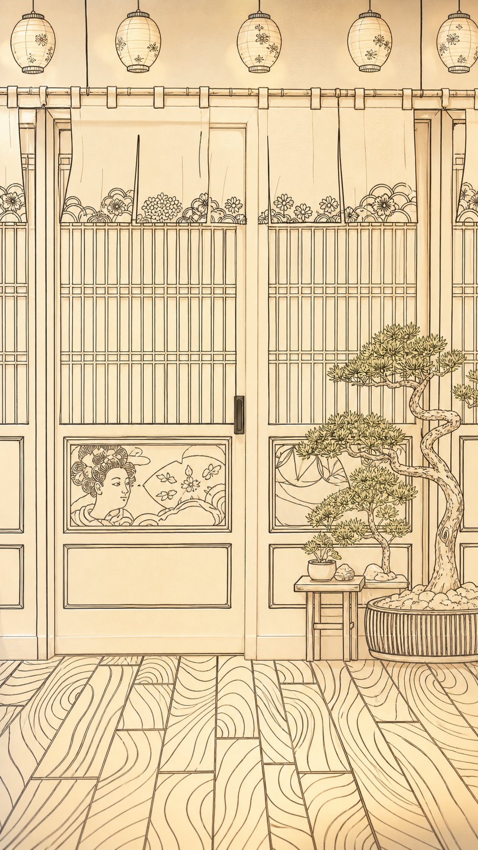 Cartoon Shirokuro wall illustration